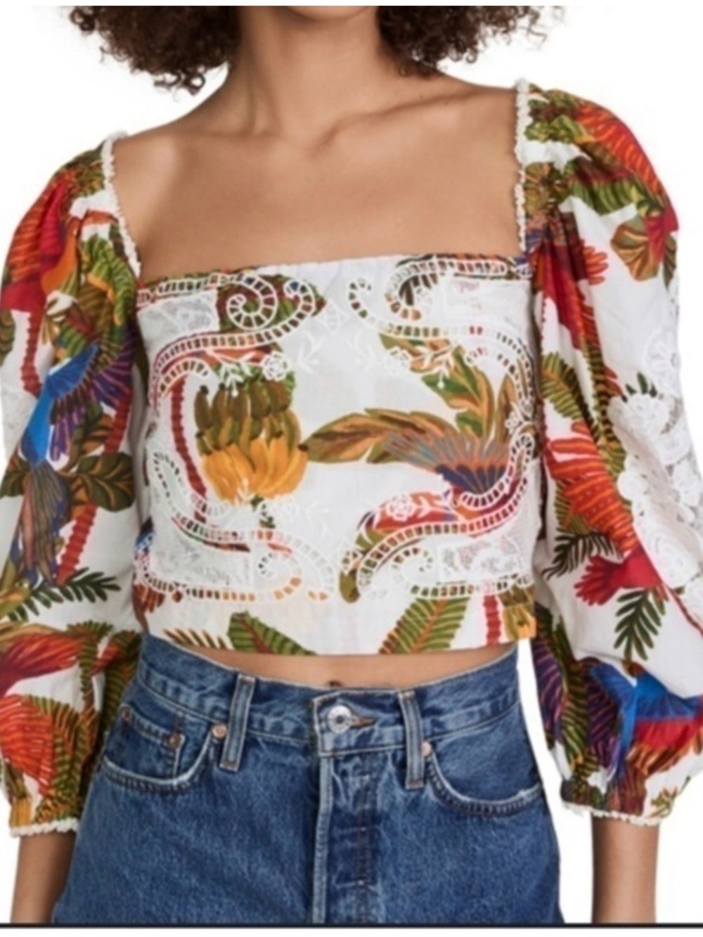 FARM Rio Off-White Forest Birds Blouse Size Xsmall , $155